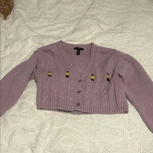 Forever 21 Lavender Embroidered Cardigan